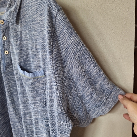 32 Bar Blues Mens Short Sleeve Polo Shirt. Blue/White Heathered. Size XXL - Picture 3 of 8